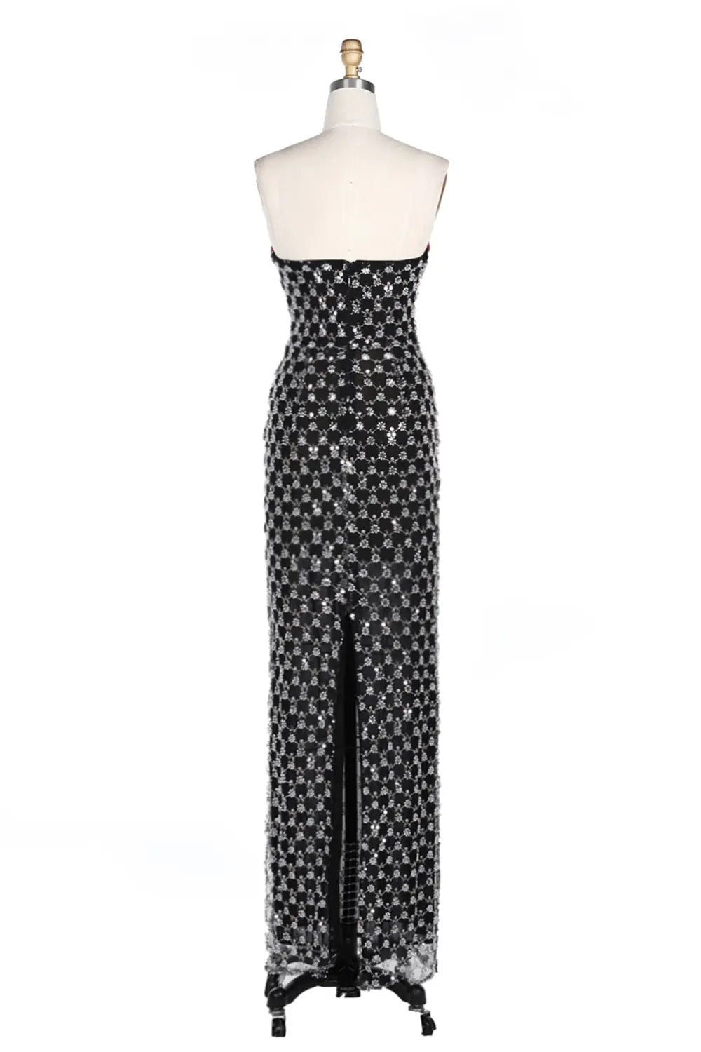 Vestido de noche negro palabra de honor con lentejuelas