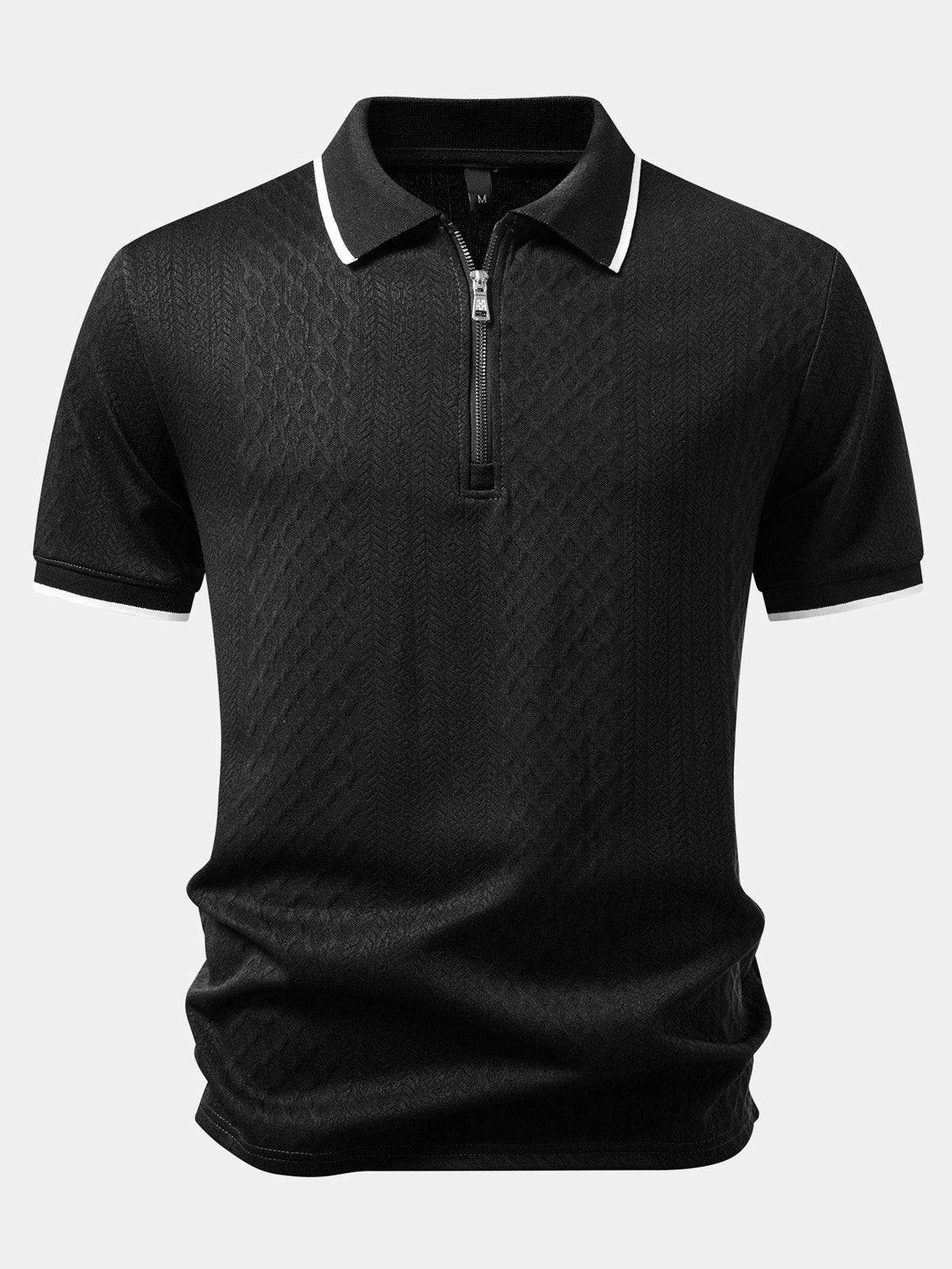 Polo de jacquard geométrico con cremallera
