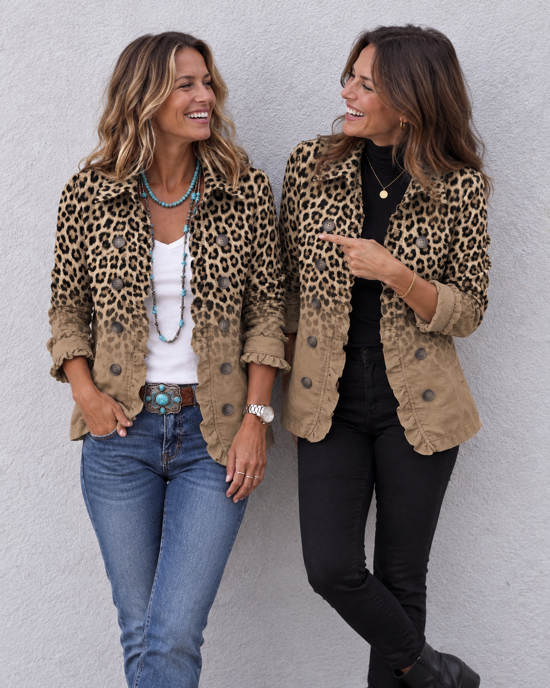 Chaqueta leopardo degradado con volantes Estrella