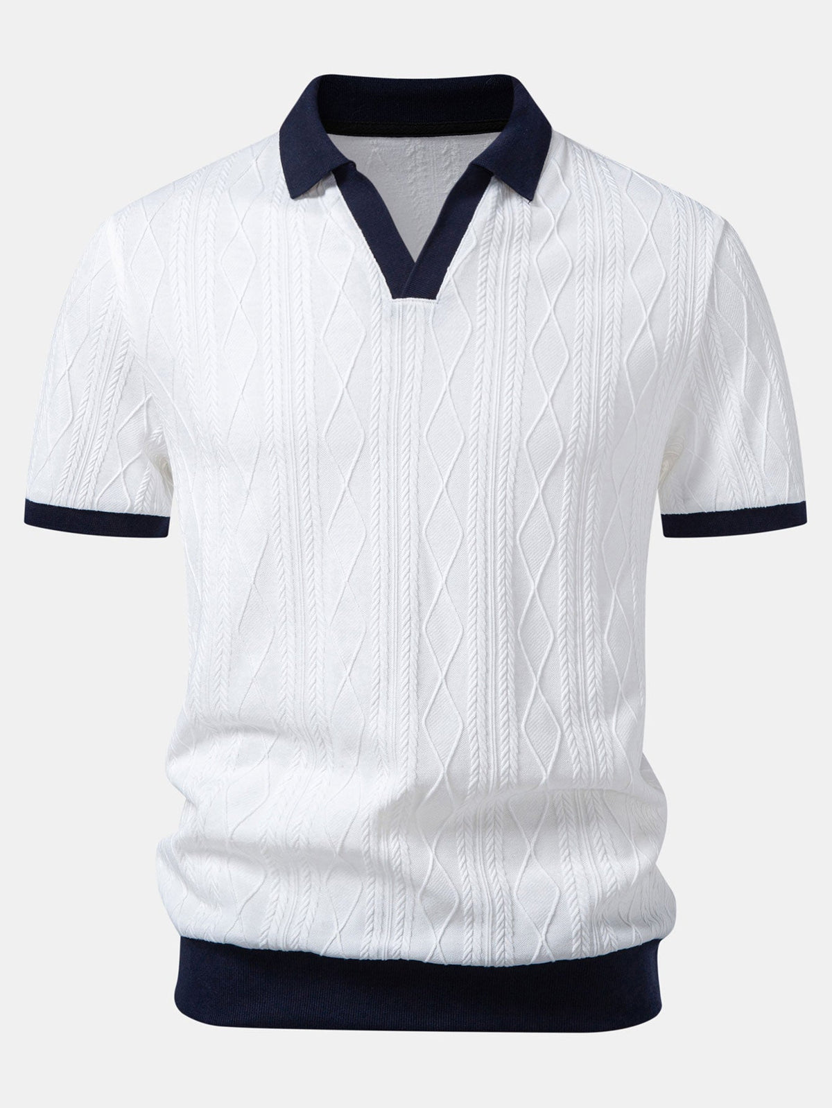 Polo de punto jacquard con geometría de contraste