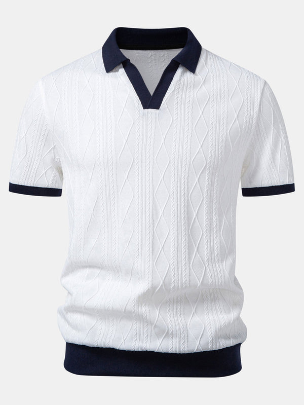 Polo de punto jacquard con geometría de contraste