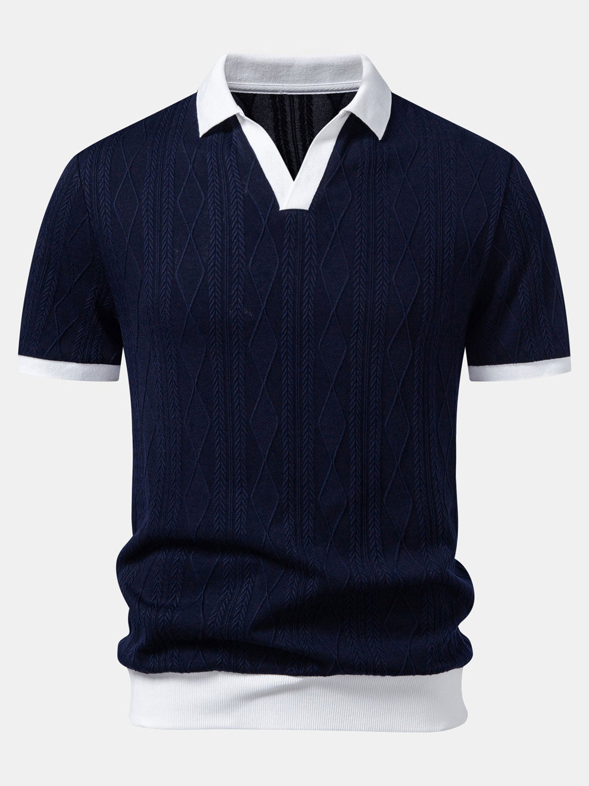 Polo de punto jacquard con geometría de contraste