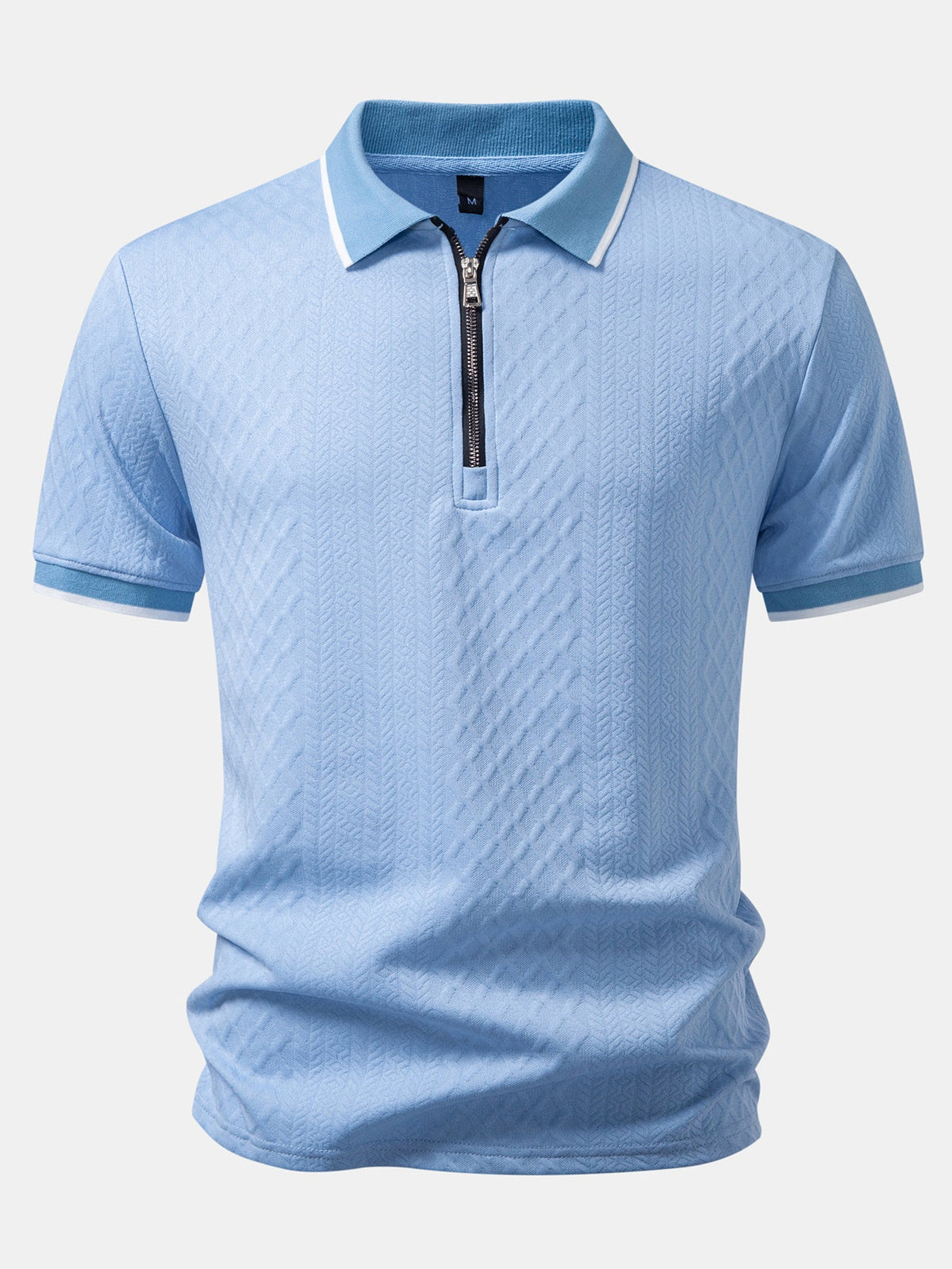 Polo de jacquard geométrico con cremallera
