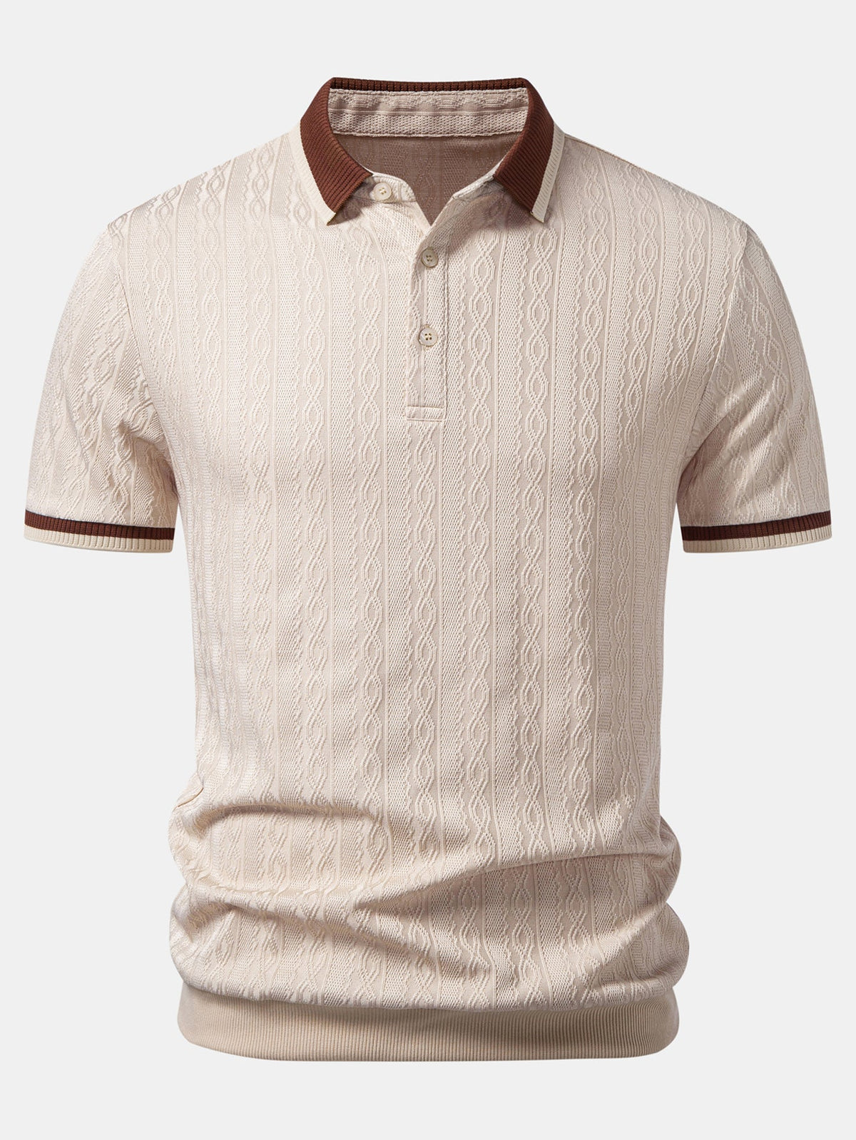 Camisa Polo de punto con textura y ribete en contraste