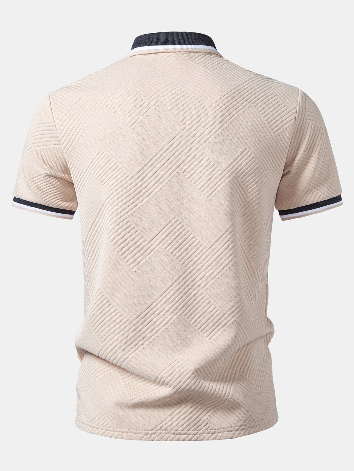 Camisa Polo de jacquard con rayas y ribete en contraste