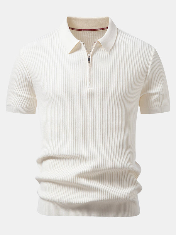 Polo de punto con cremallera y canalé