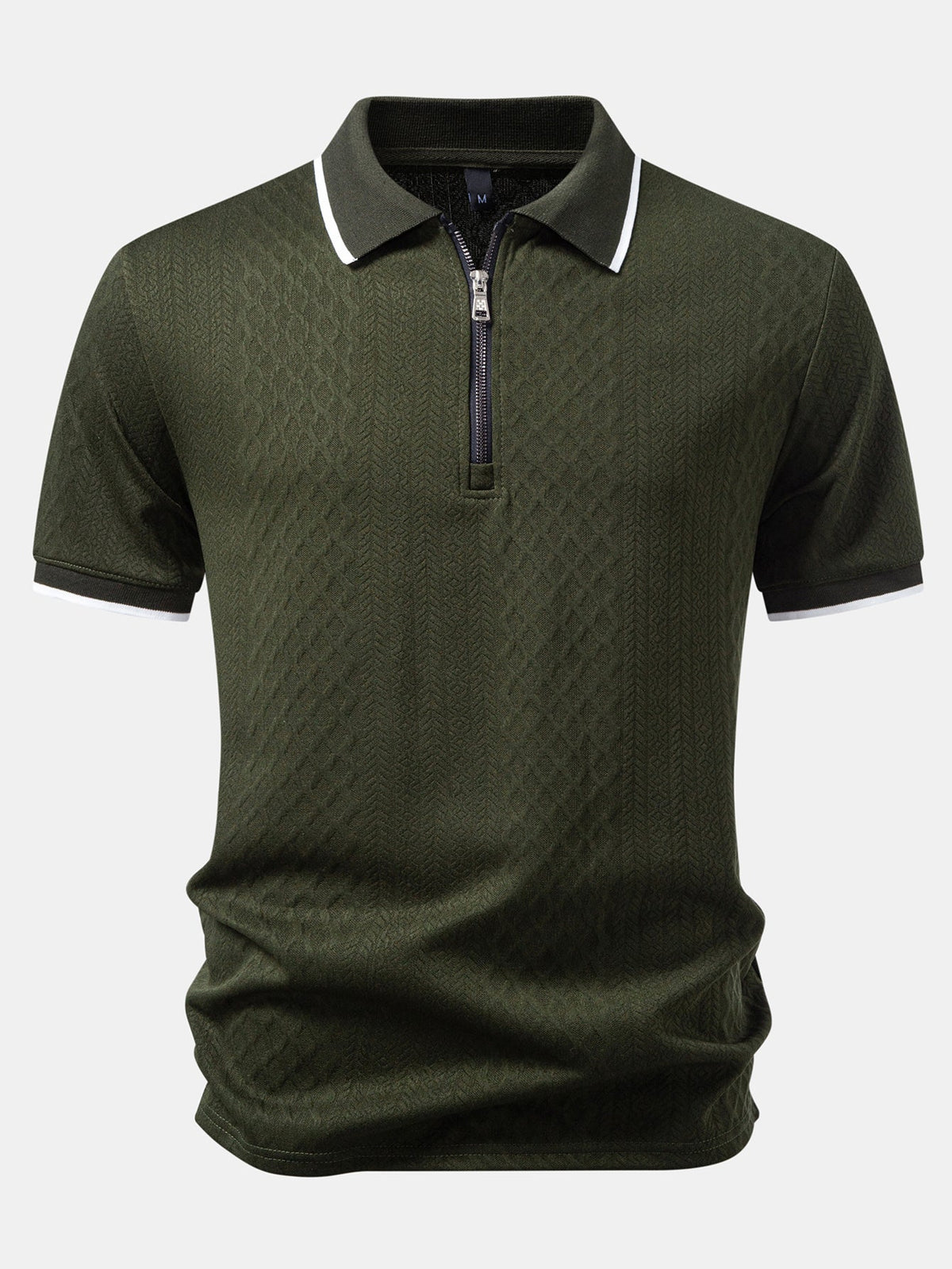 Polo de jacquard geométrico con cremallera