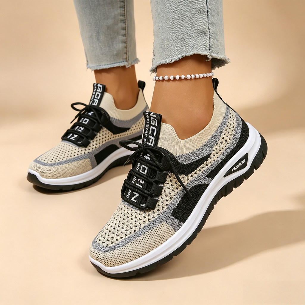 Zapatillas de malla transpirable con bloques de color y cordones
