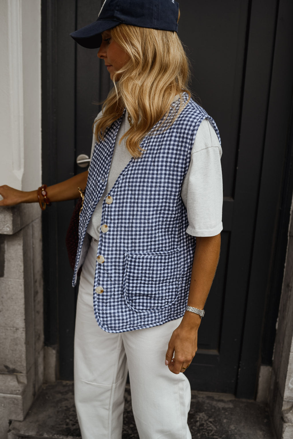 Cárdigan Agnes vichy azul