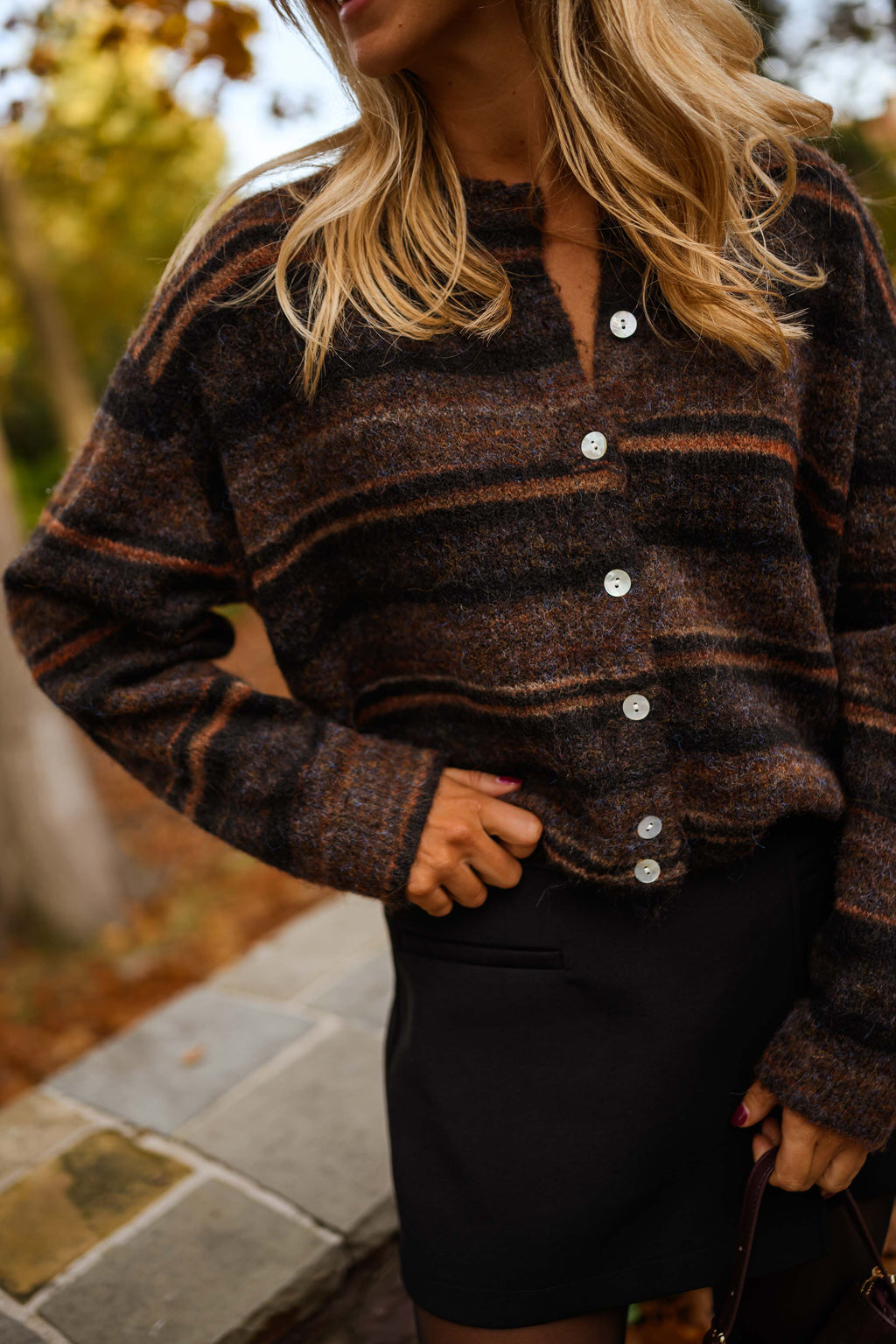 Cárdigan Audelia marrón de rayas