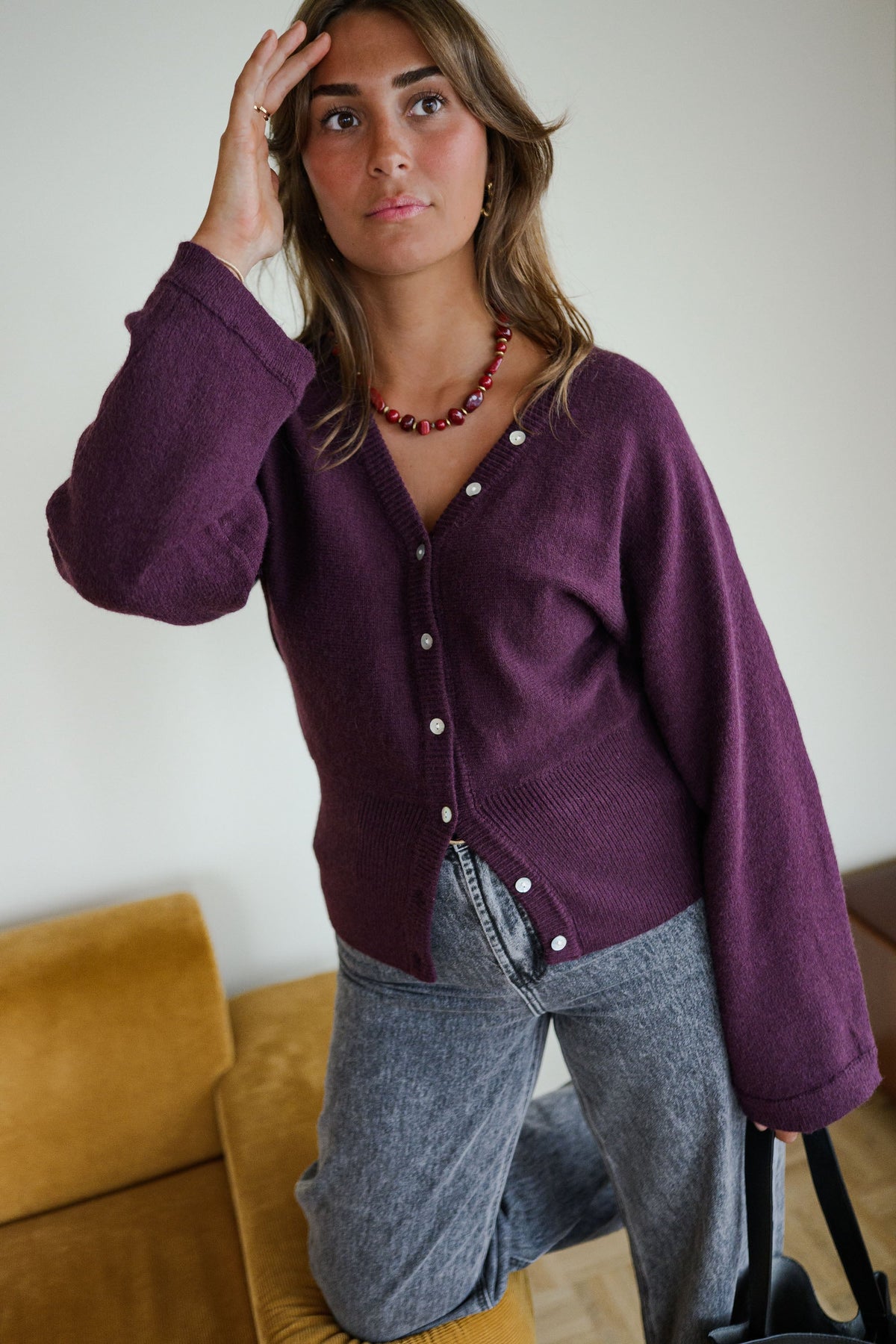 Cárdigan Carla ciruela