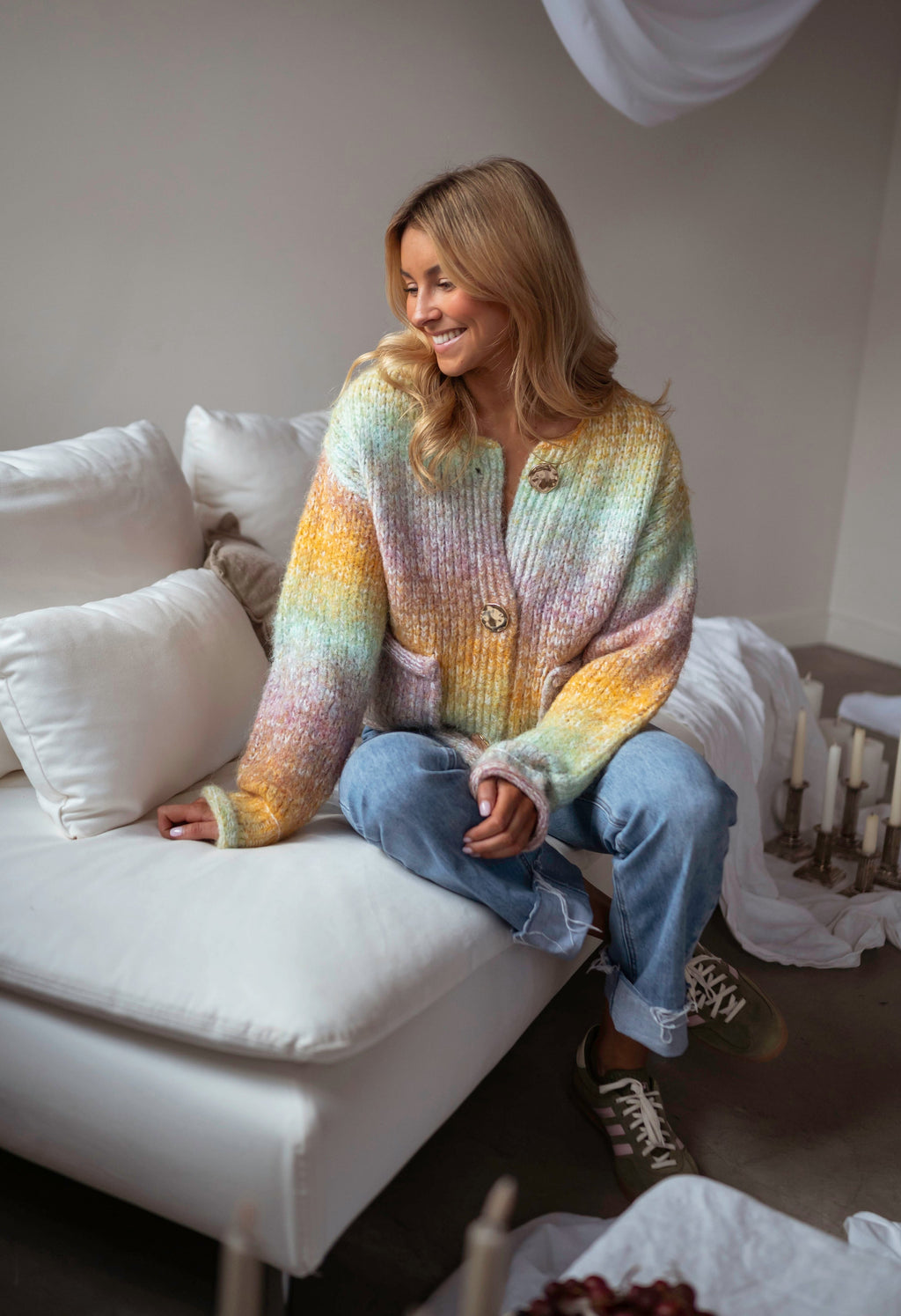 Cárdigan Chelton amarillo tie-dye