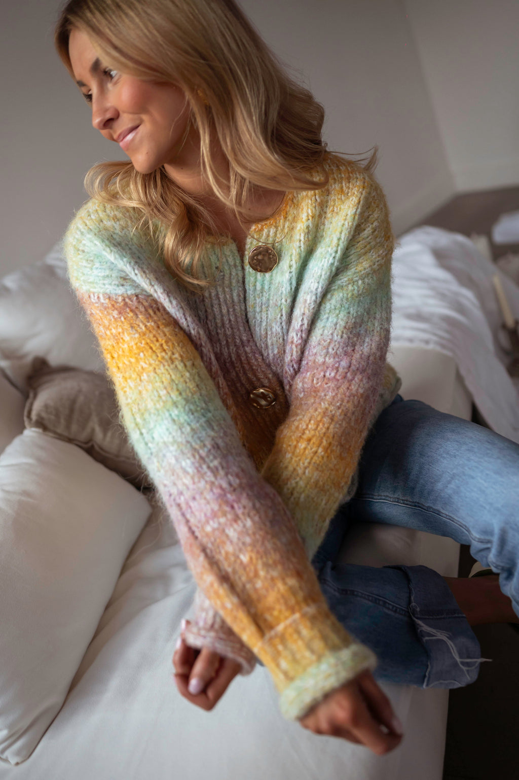 Cárdigan Chelton amarillo tie-dye