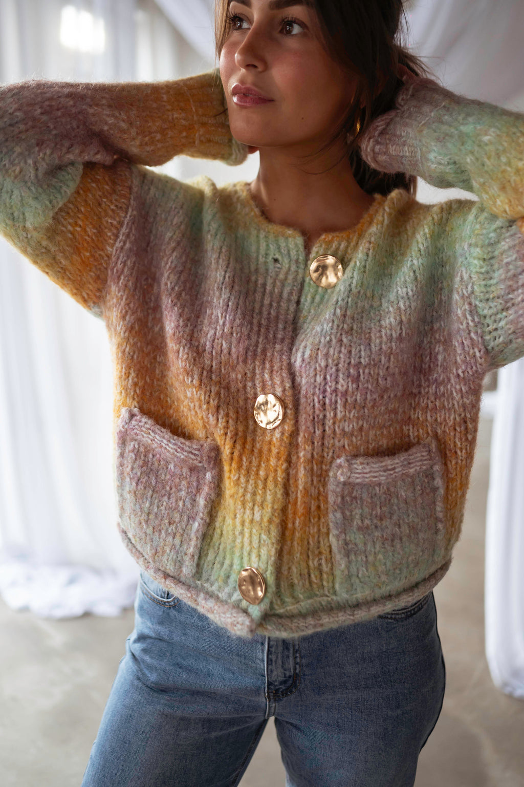 Cárdigan Chelton amarillo tie-dye