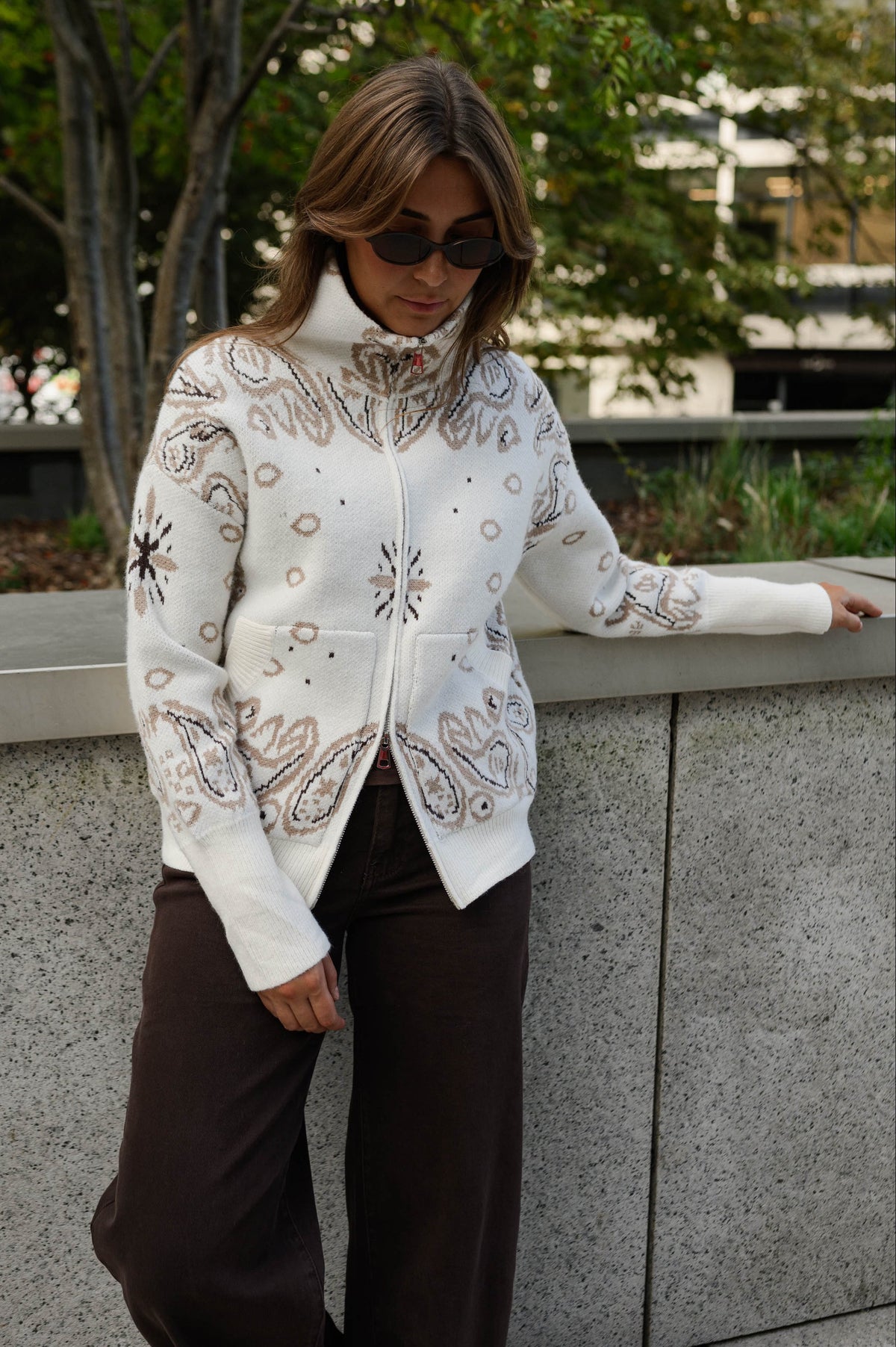 Cárdigan Marianne crudo y beige