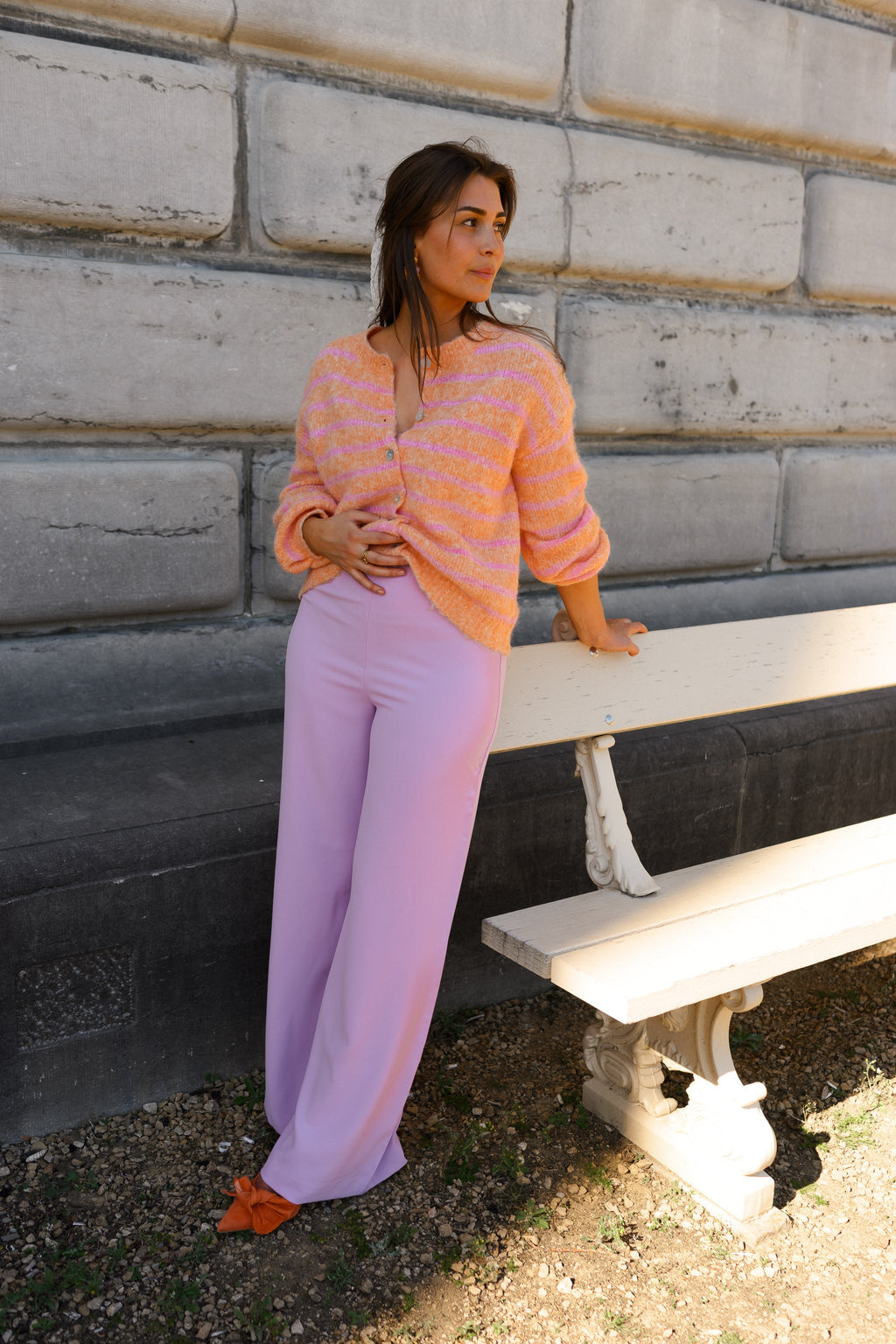 Cárdigan Sego naranja y rosa