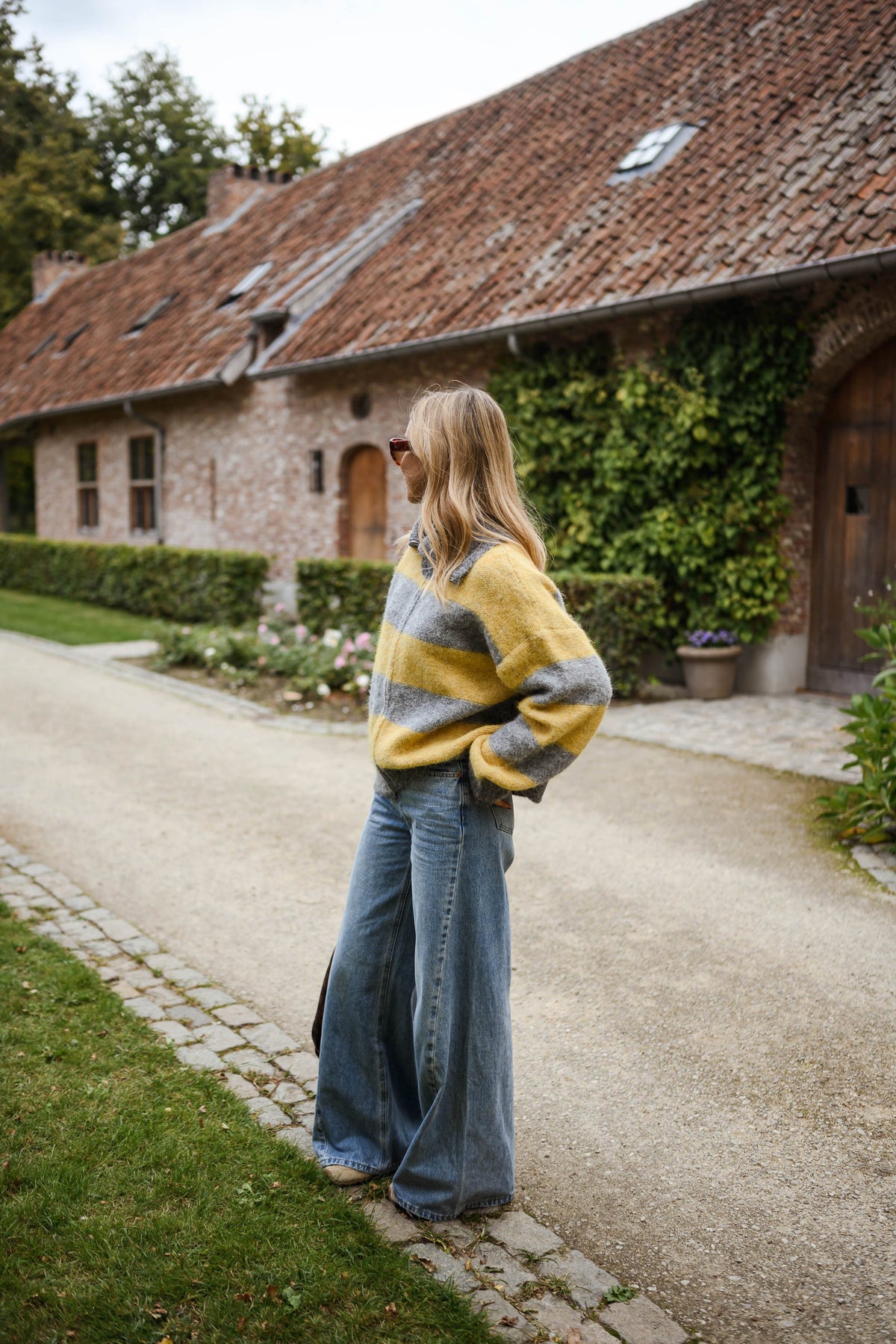 Cárdigan Mayfair gris y amarillo