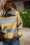 Cárdigan Mayfair gris y amarillo