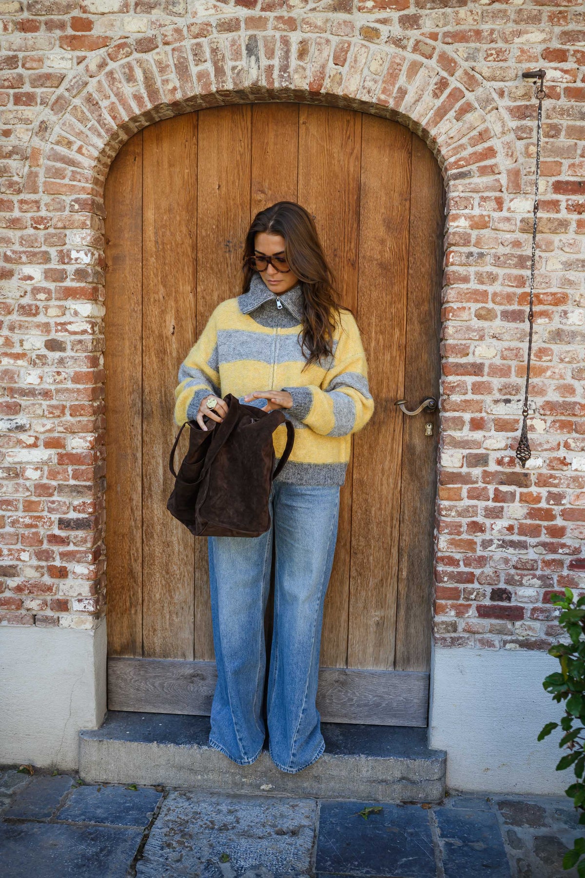 Cárdigan Mayfair gris y amarillo