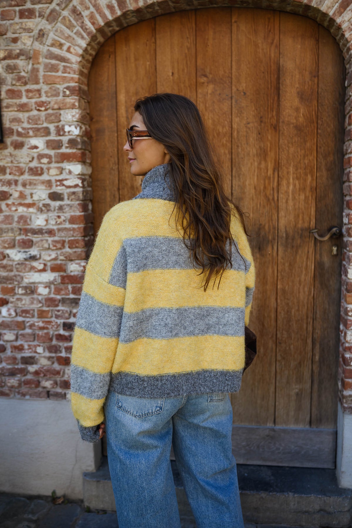 Cárdigan Mayfair gris y amarillo