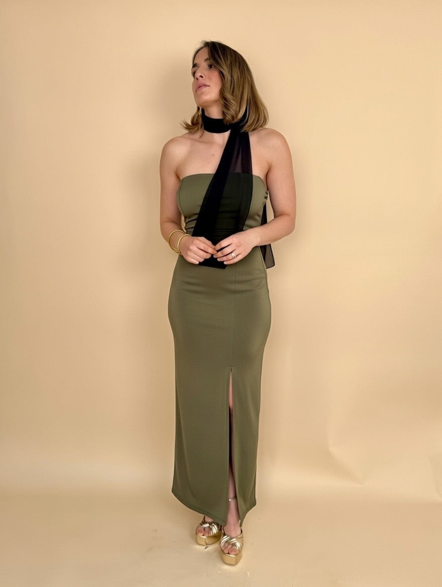 Vestido con chal verde | July