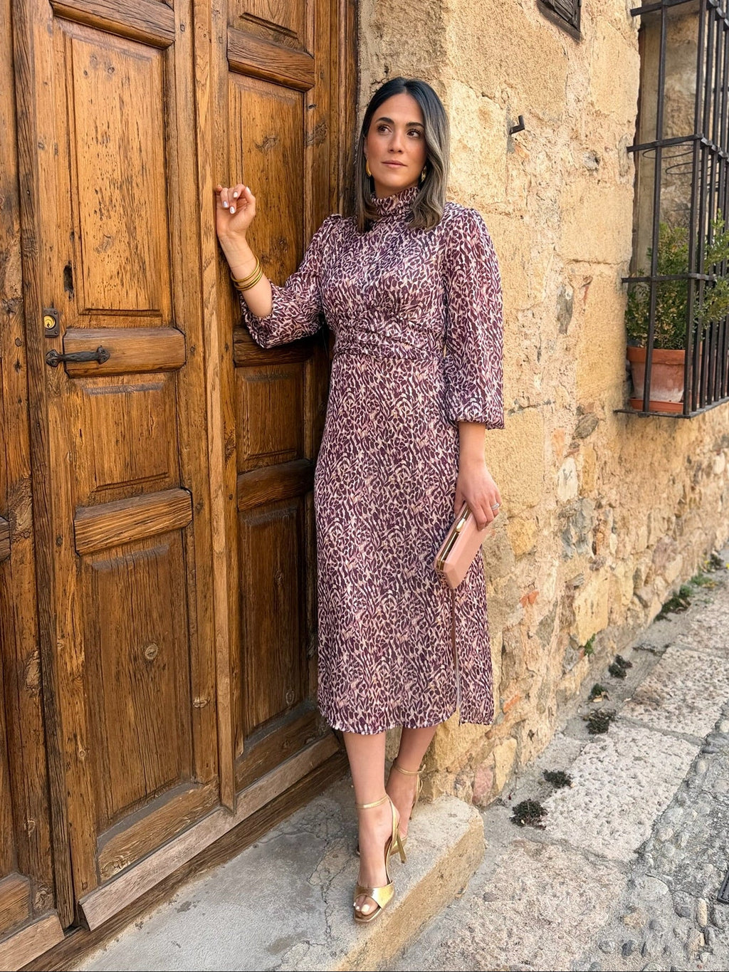 Vestido midi print buganvilla | Tina