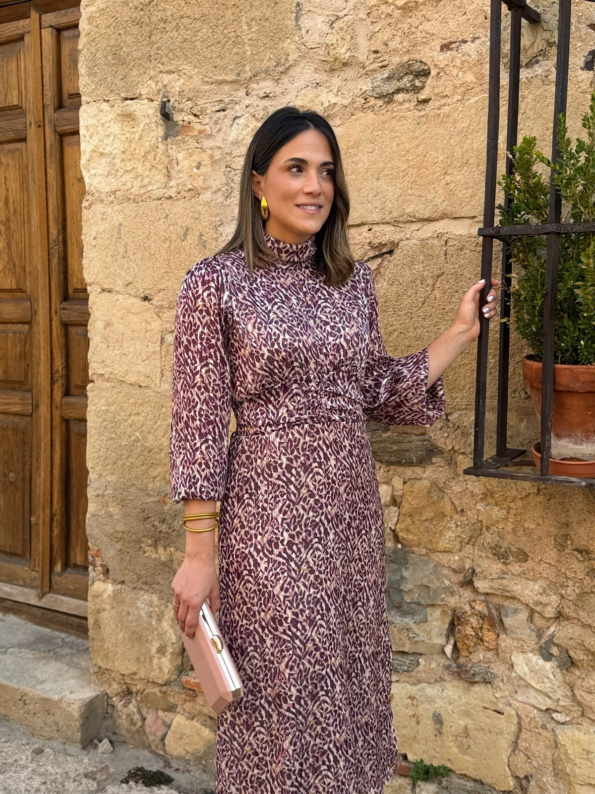 Vestido midi print buganvilla | Tina