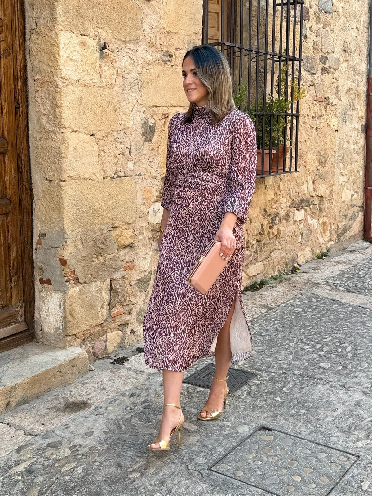 Vestido midi print buganvilla | Tina