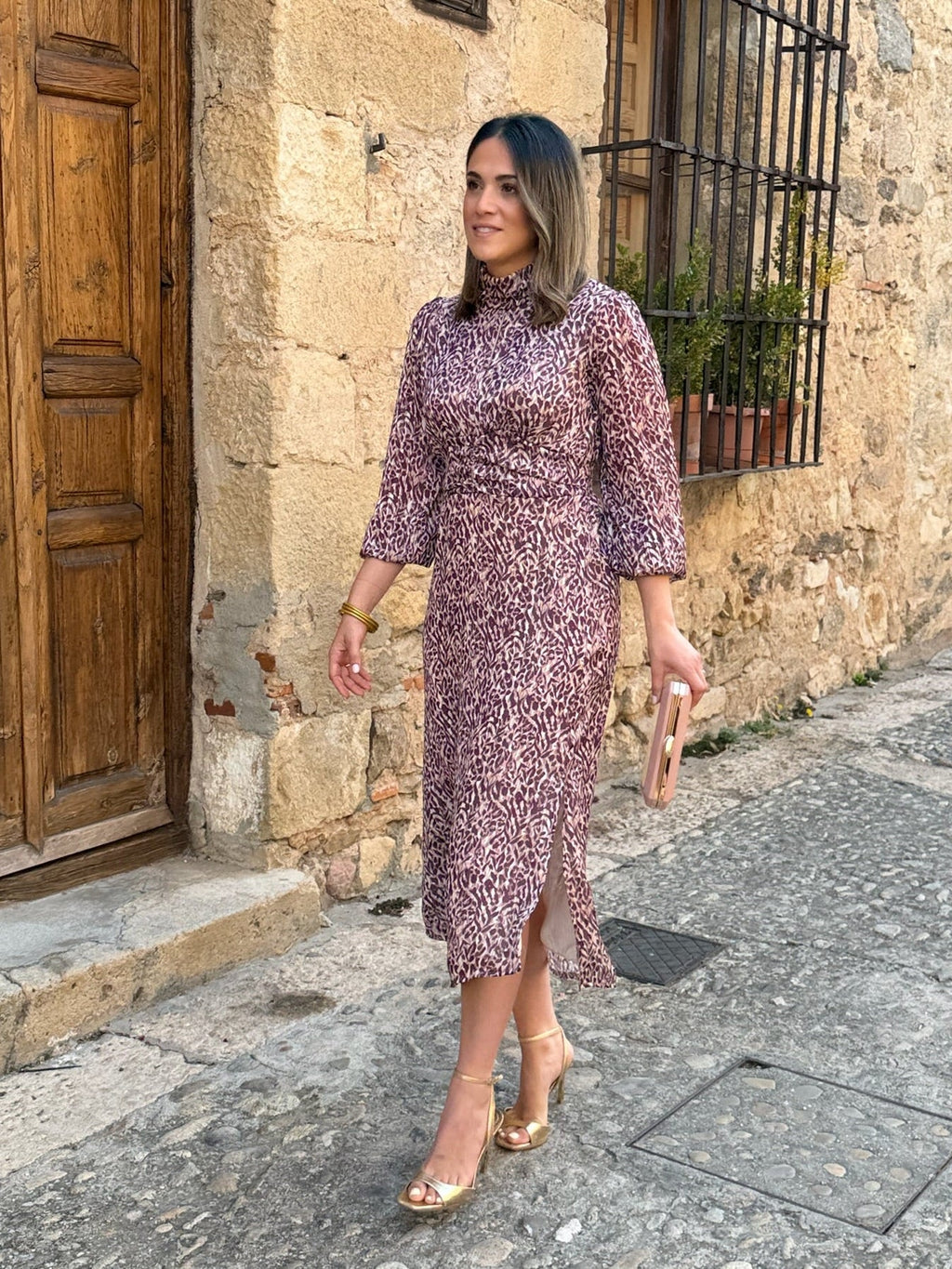 Vestido midi print buganvilla | Tina