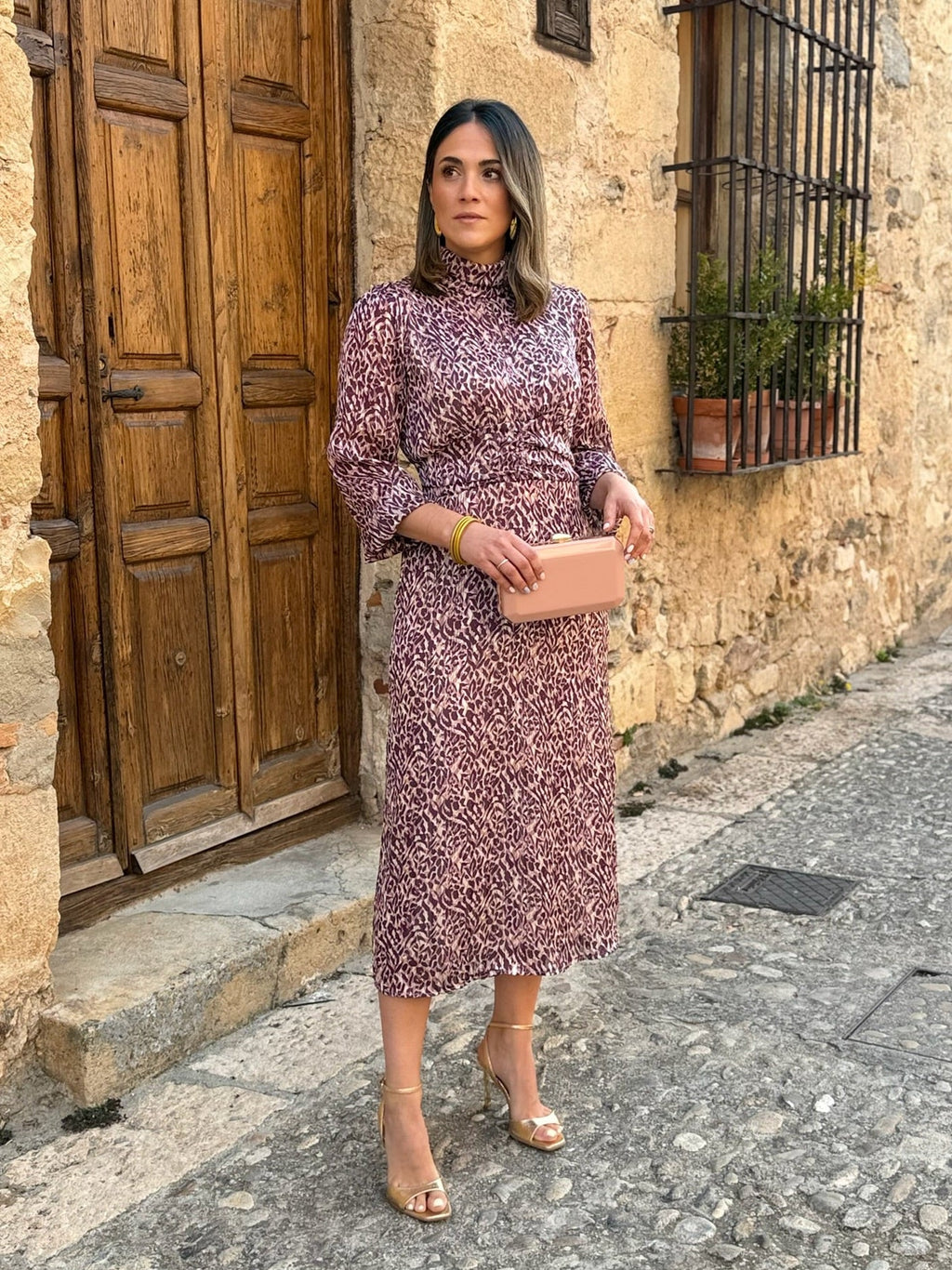 Vestido midi print buganvilla | Tina