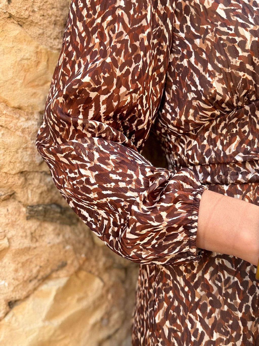 Vestido midi print marrón | Tina
