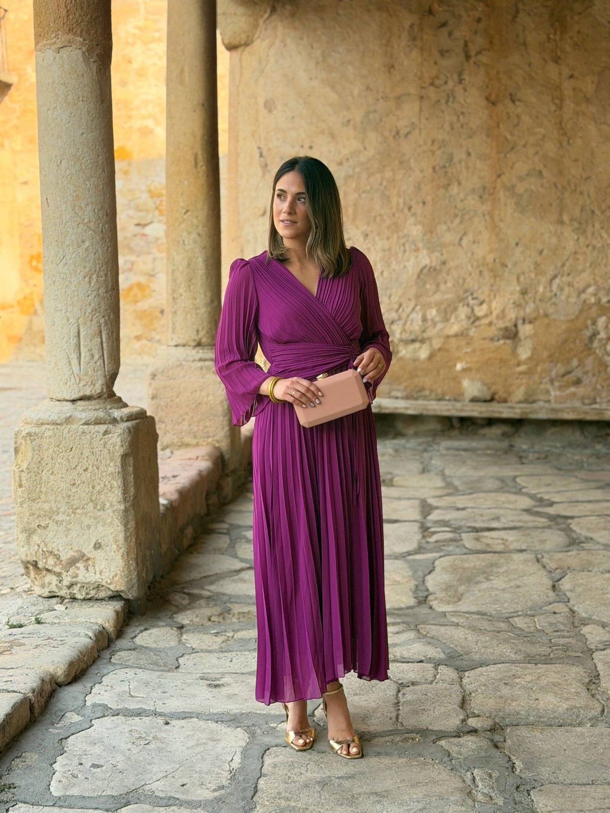 Vestido plisado buganvilla | Amara