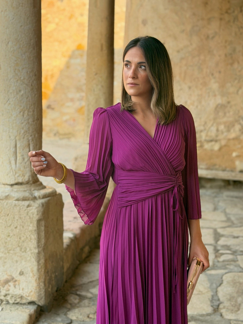 Vestido plisado buganvilla | Amara