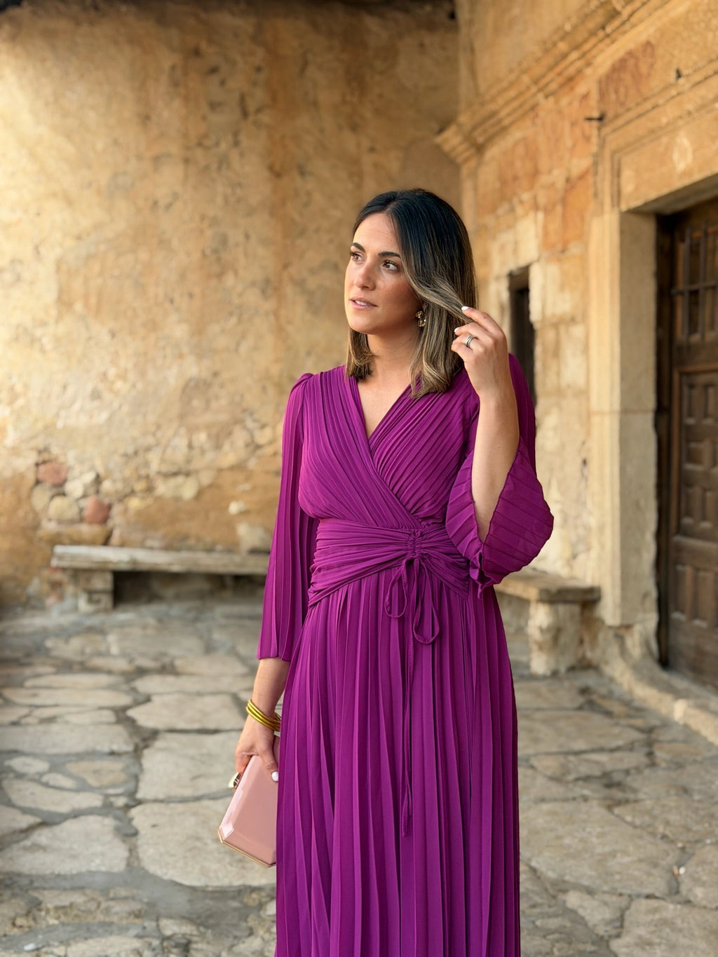 Vestido plisado buganvilla | Amara