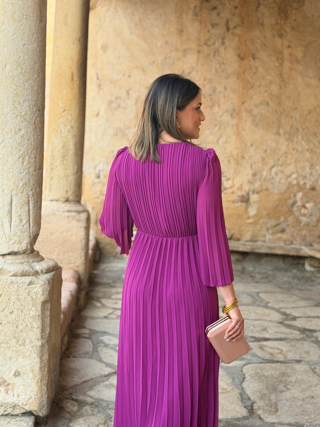 Vestido plisado buganvilla | Amara