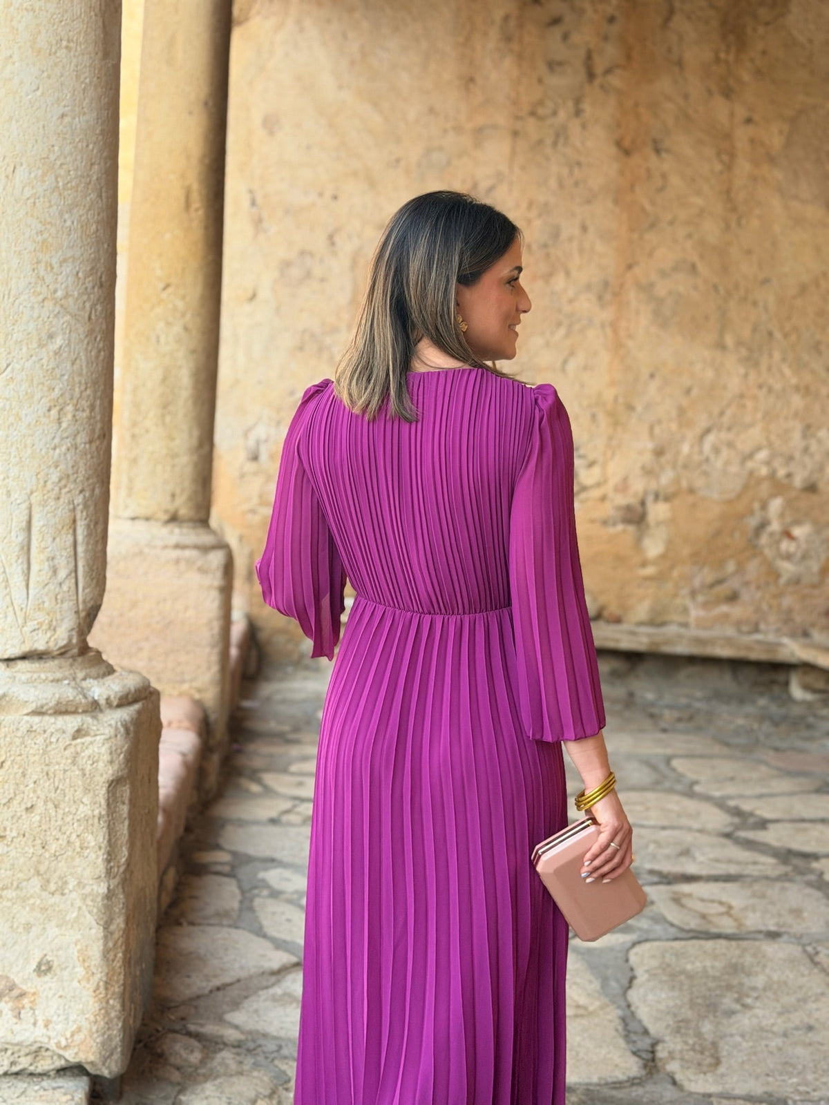 Vestido plisado buganvilla | Amara