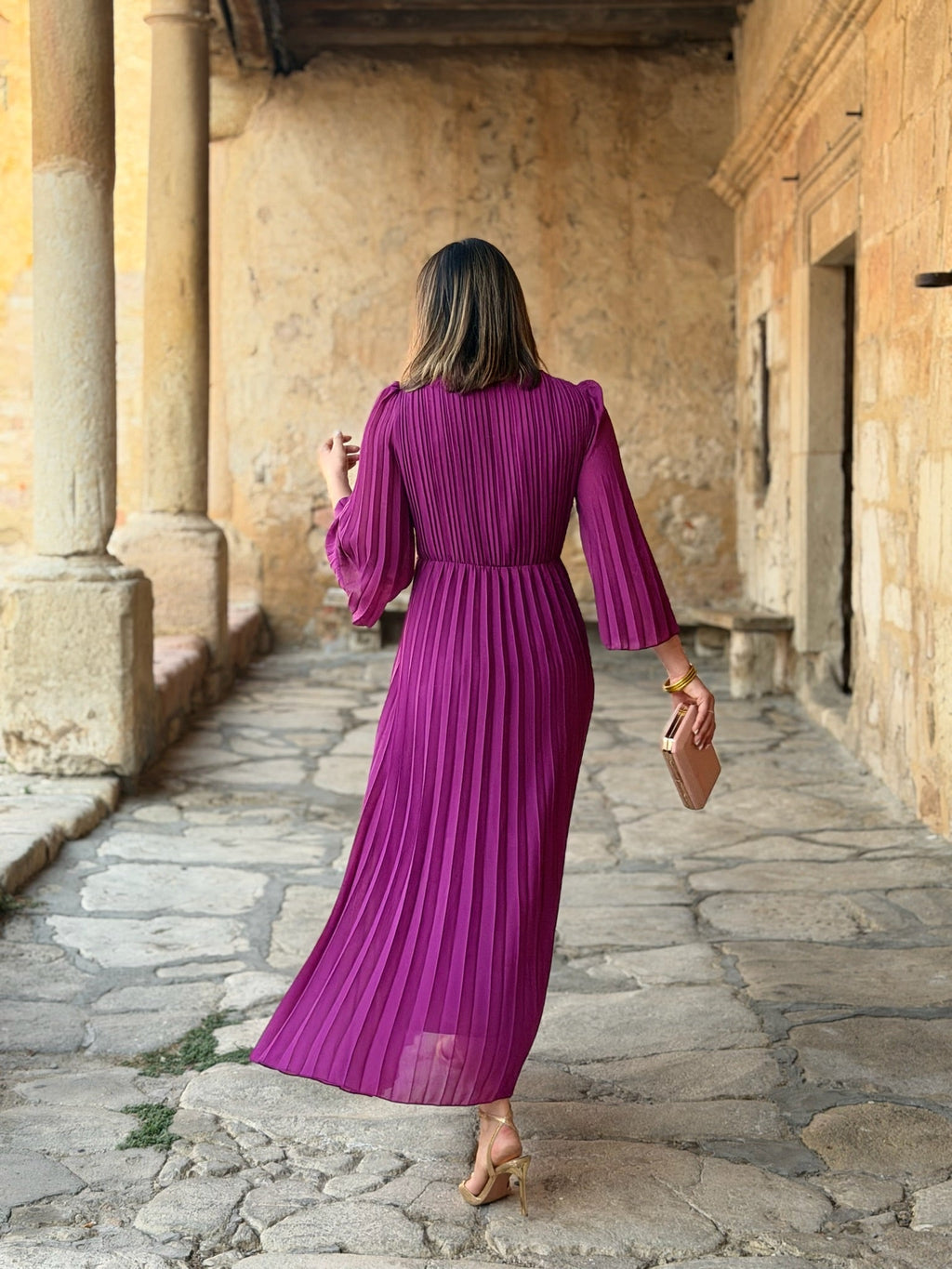 Vestido plisado buganvilla | Amara