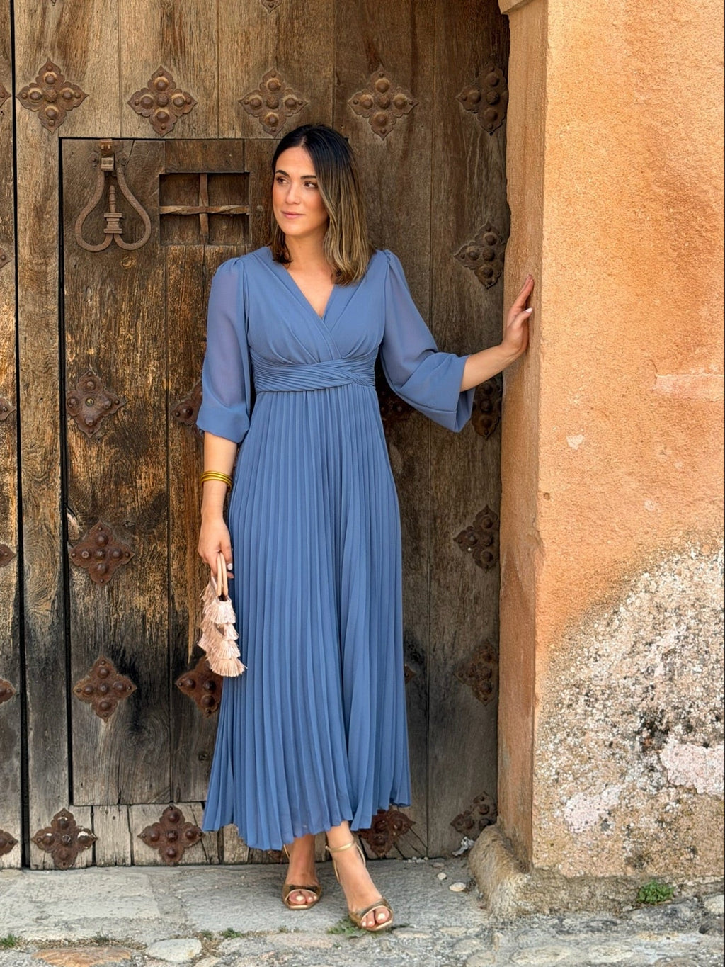 Vestido plisado azul | Luciana