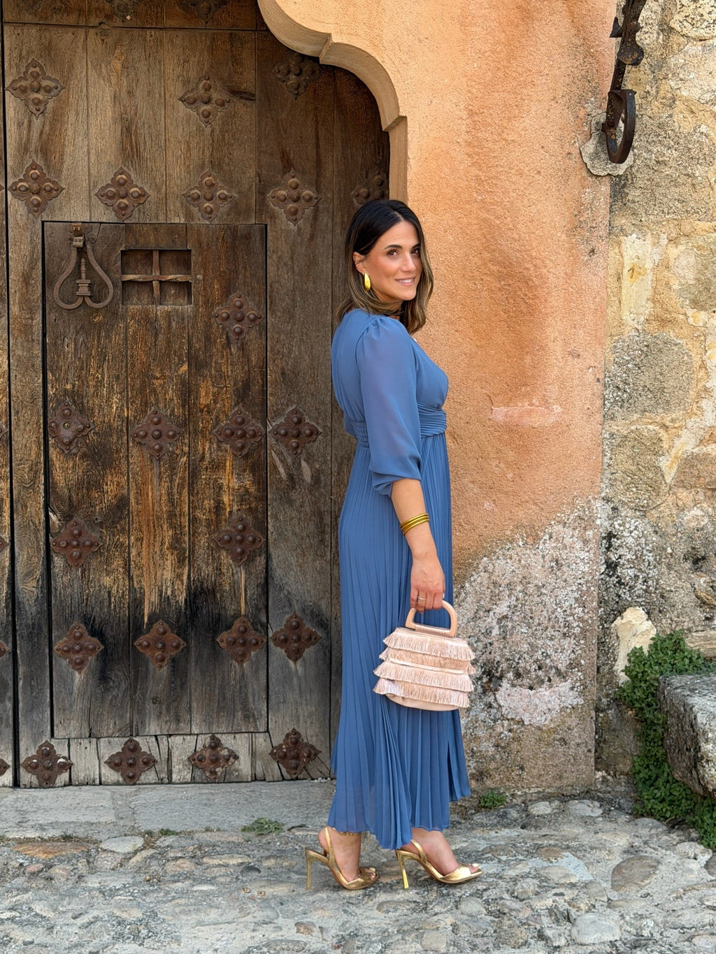 Vestido plisado azul | Luciana
