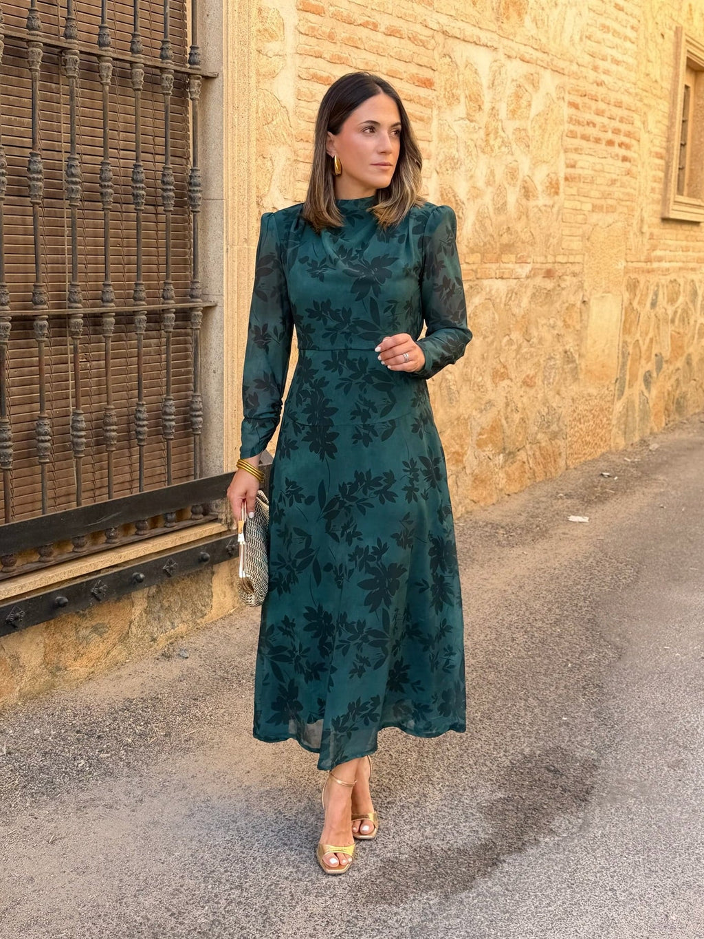 Vestido gasa midi verde | Lipa