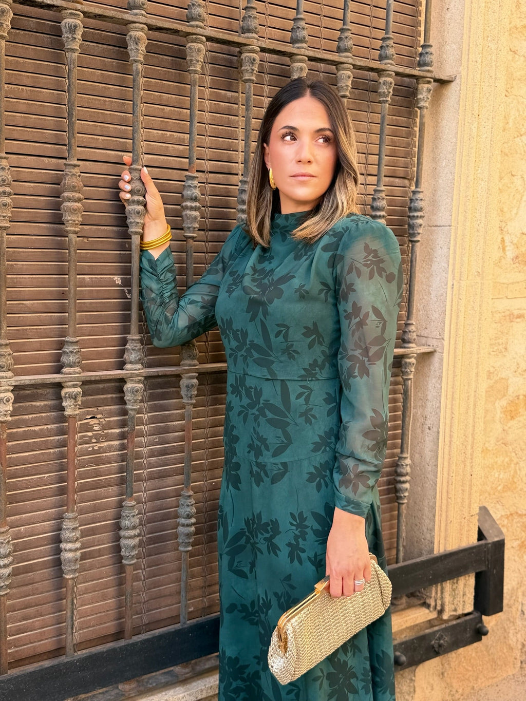 Vestido gasa midi verde | Lipa