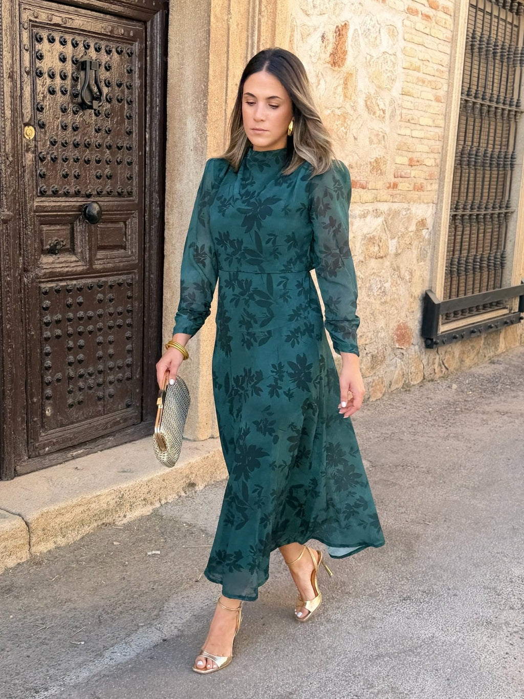 Vestido gasa midi verde | Lipa