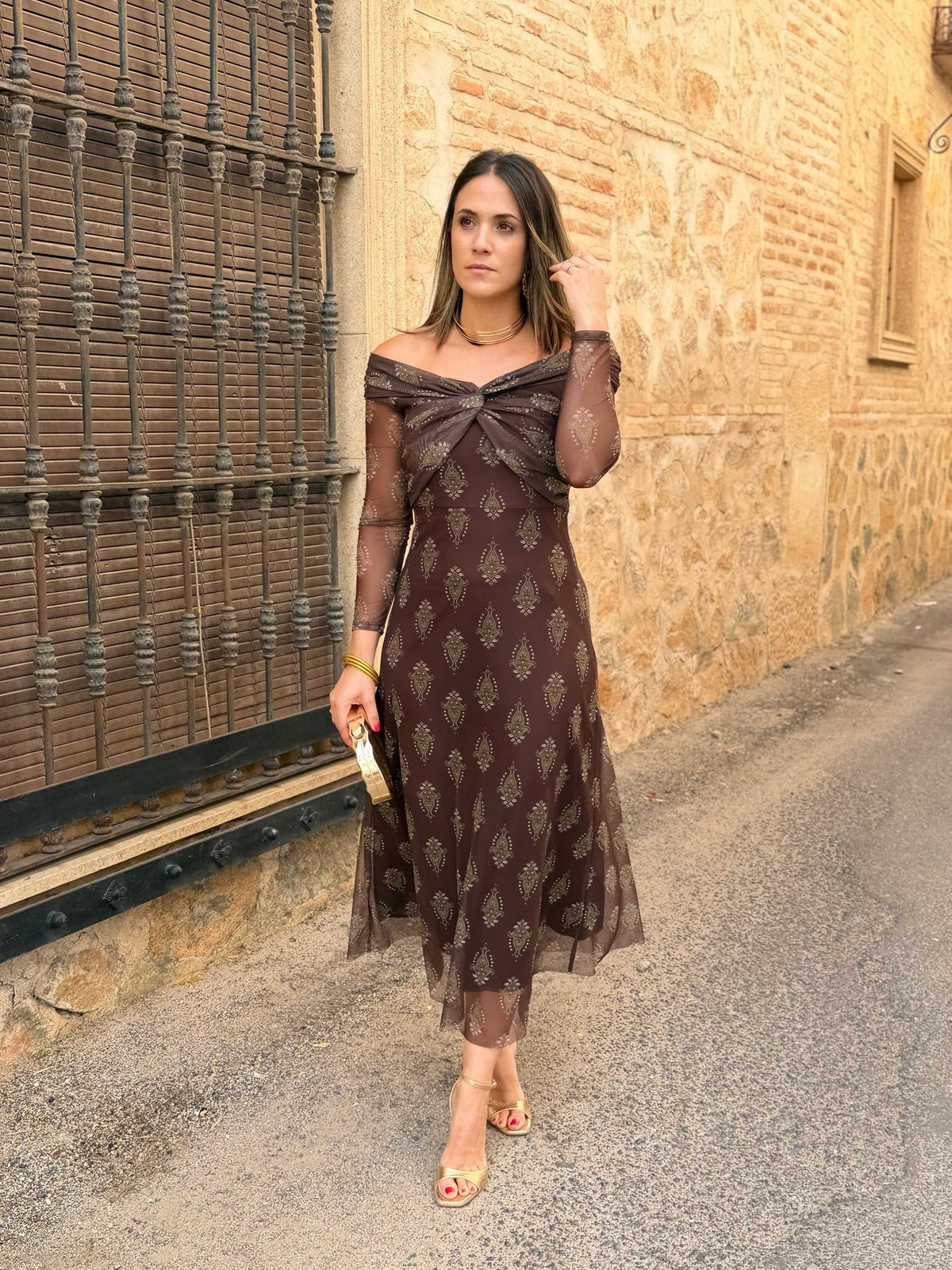 Vestido de tul marrón chocolate | Tosca
