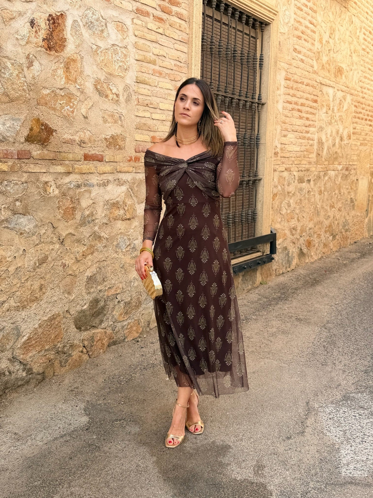 Vestido de tul marrón chocolate | Tosca