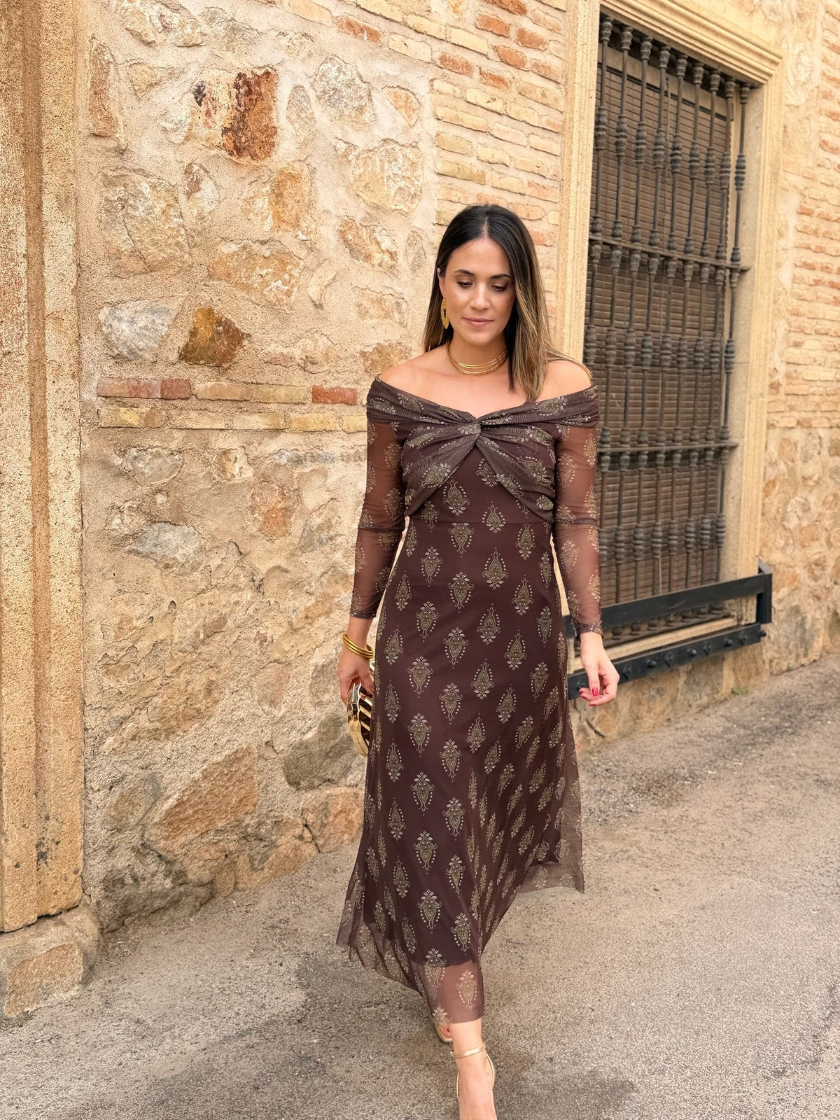 Vestido de tul marrón chocolate | Tosca