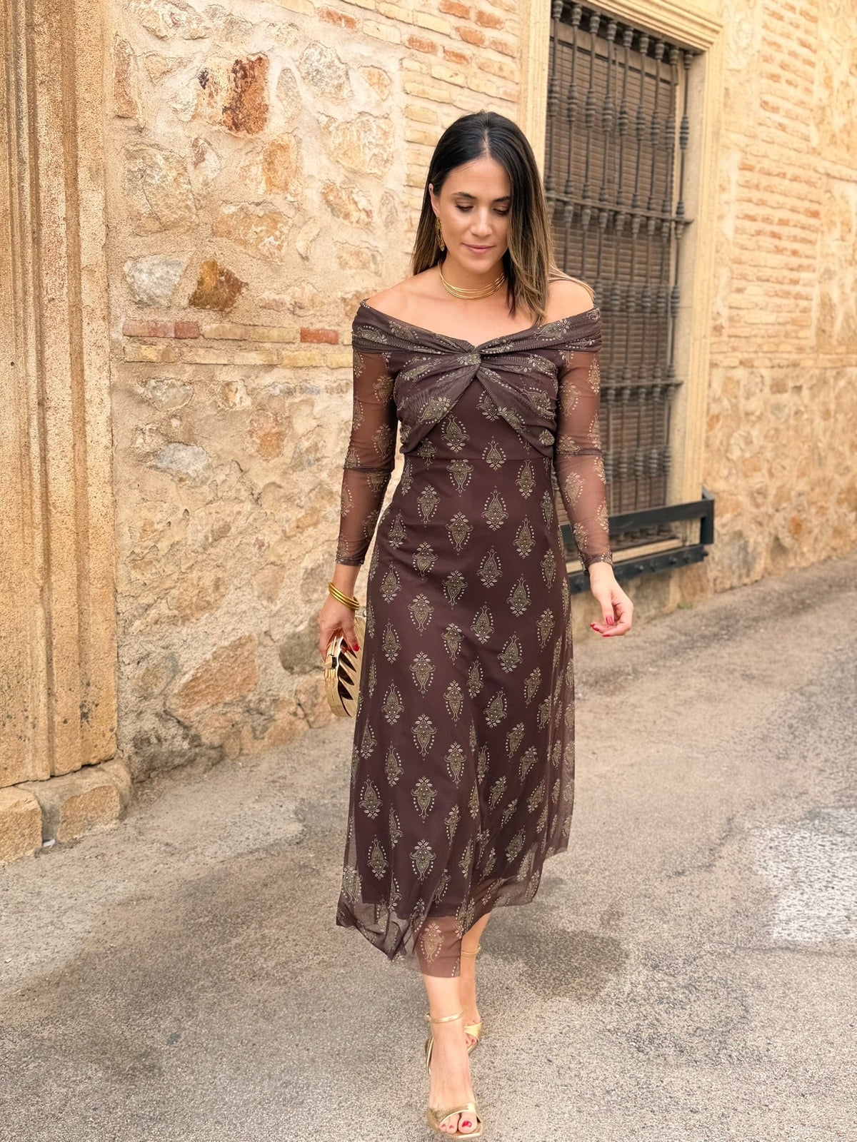 Vestido de tul marrón chocolate | Tosca