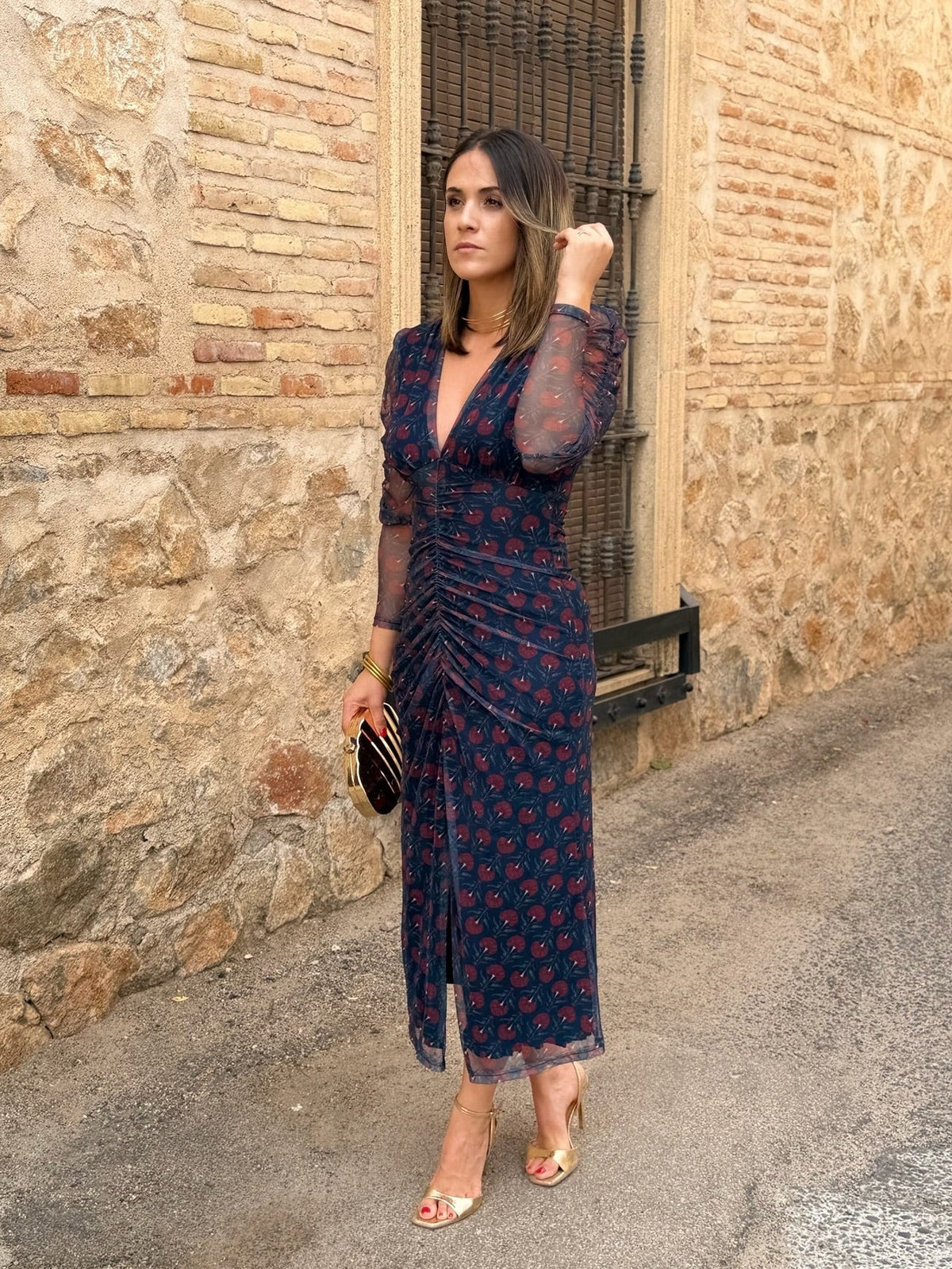 Vestido midi de tul estampado | Madison