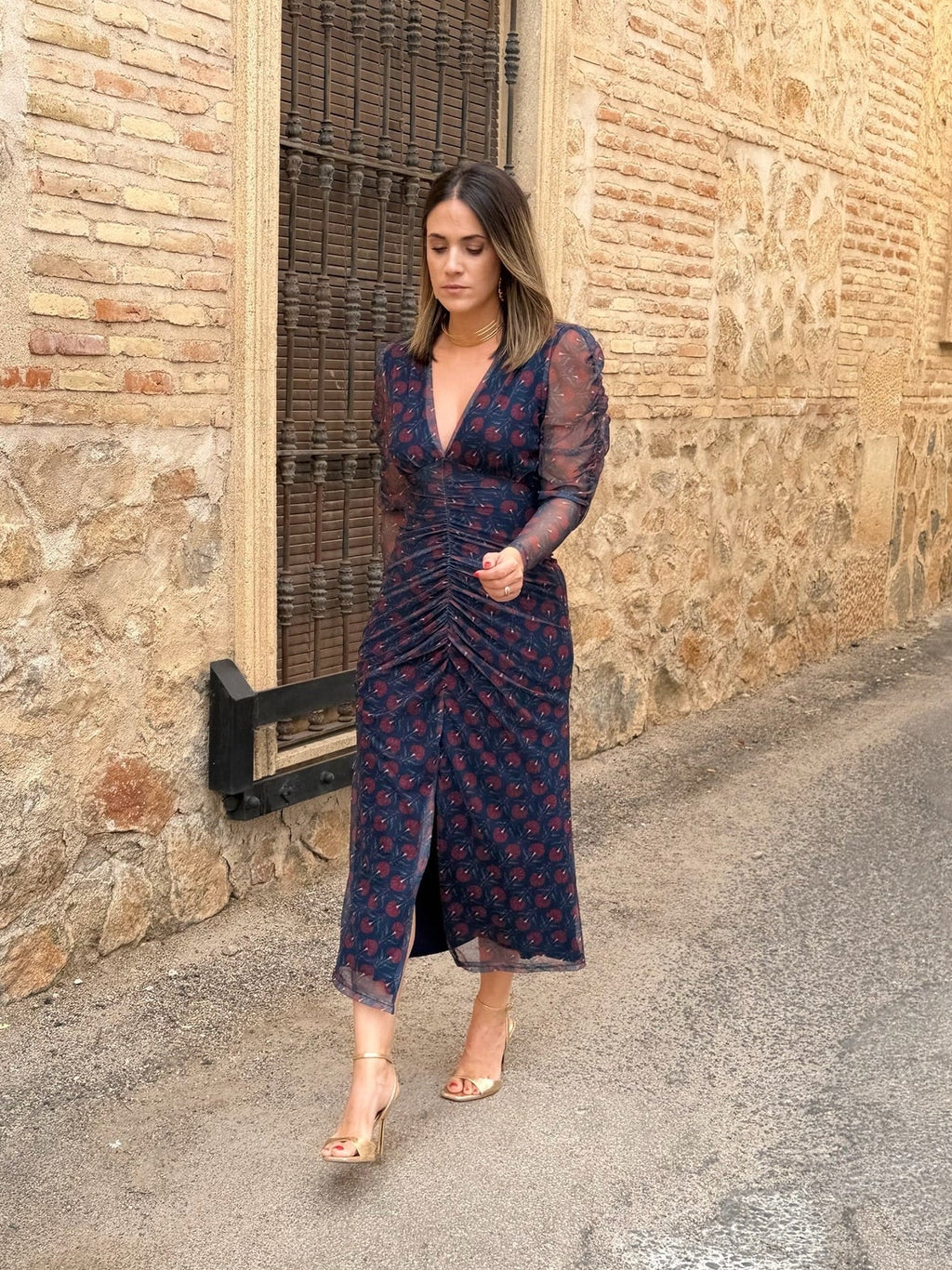 Vestido midi de tul estampado | Madison