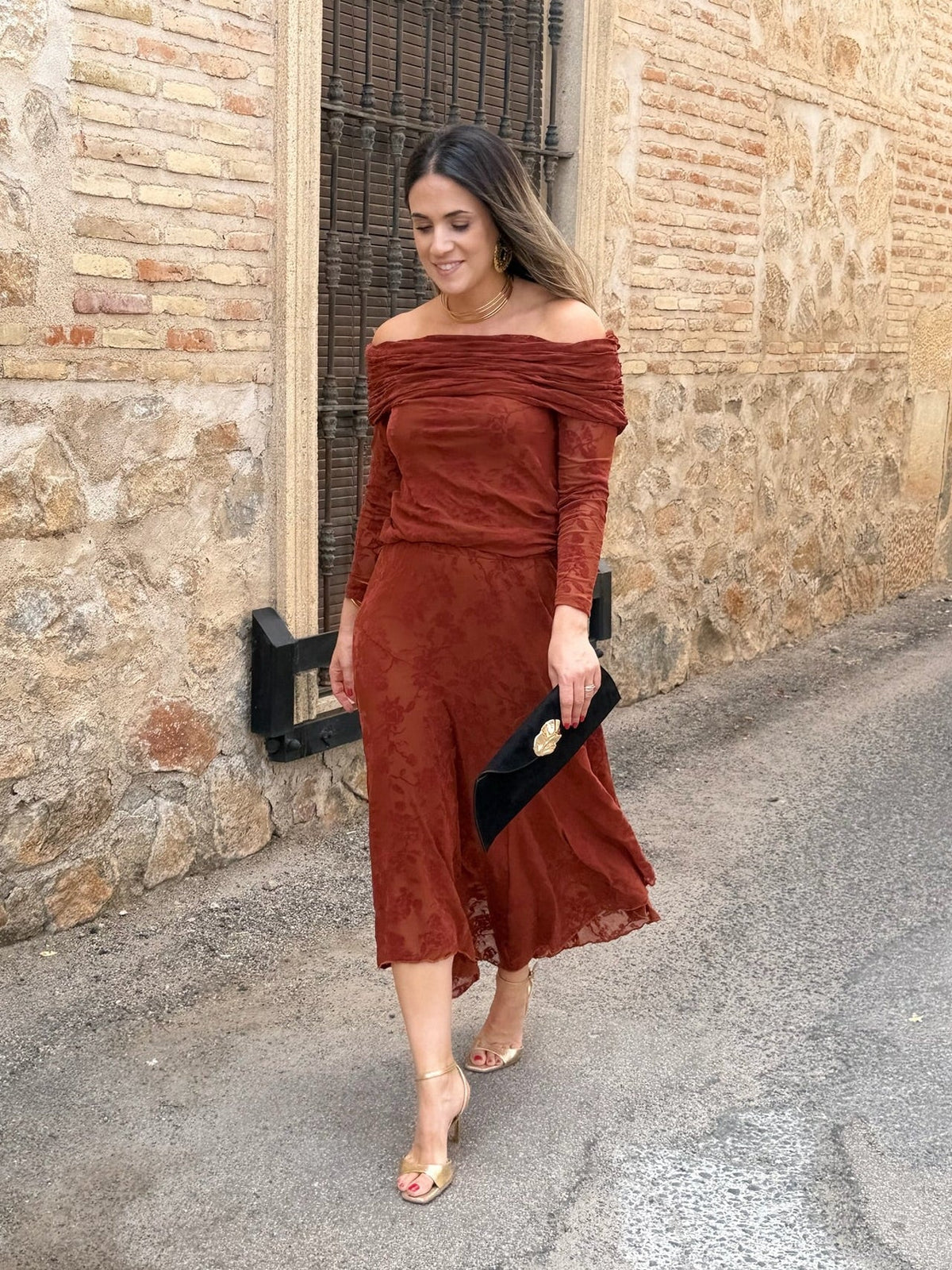 Conjunto top y falda teja | Kate