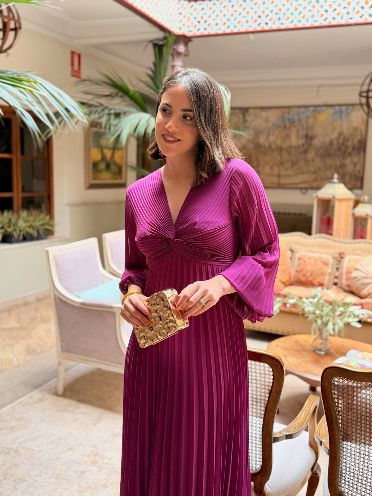 Vestido plisado buganvilla | Isabella